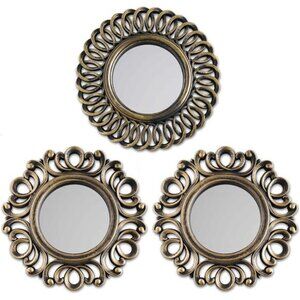 Wall Mirrors Pack of 3 Round Gold Mirrors for Home Decor Bedroom &  Living Room